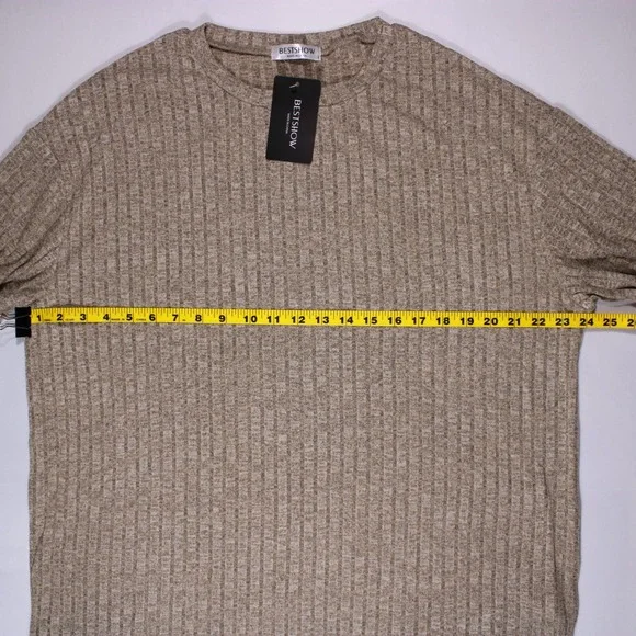 BestShow Shirts Womens L Beige Knit Soft Stretch Casual Shirt Fits24.25x28.5 NEW - Picture 5 of 8